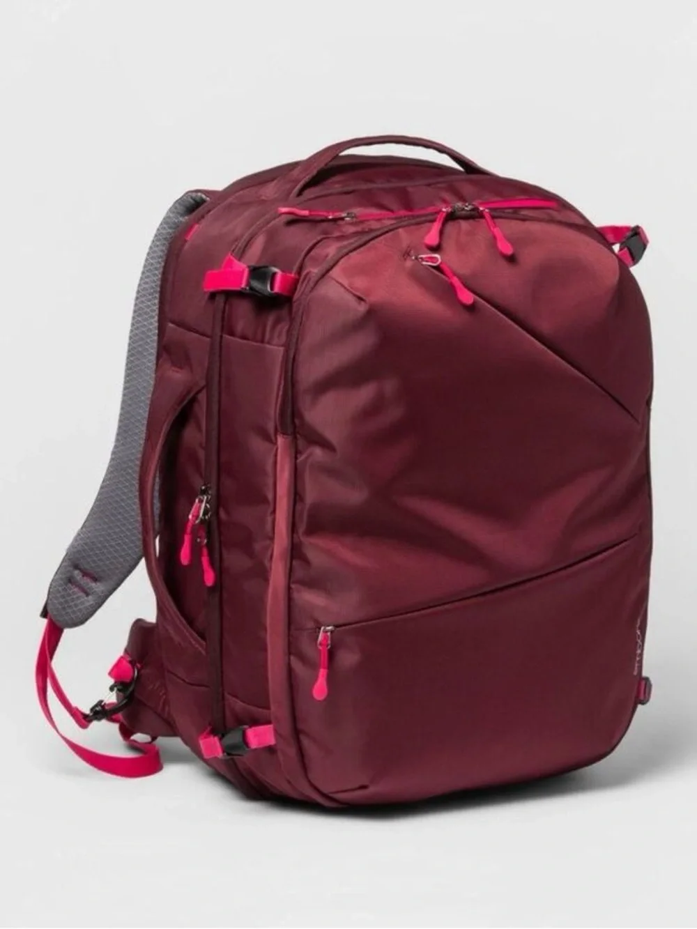 Embark Burgundy Backpack with Pink Accents